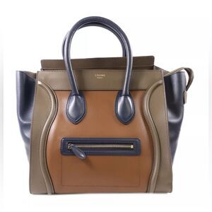 Celine micro Tri-color luggage Green,Black,/Green Leather  tote